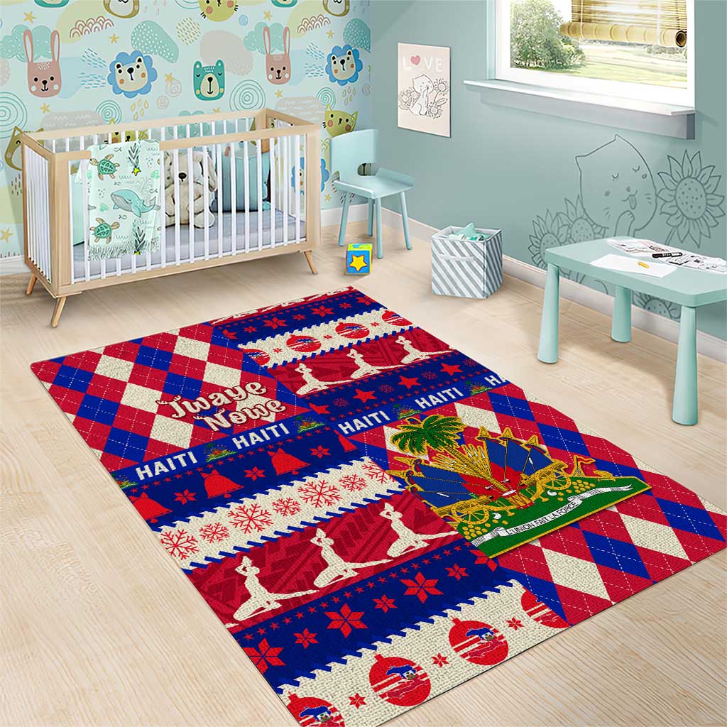 Afro Haiti Christmas Area Rug Jwaye Nowe Neg Marron With Coat Of Arms - African Pride