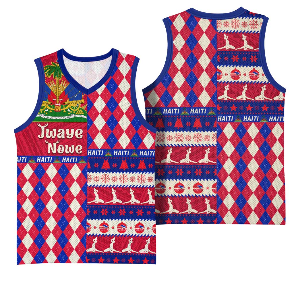 Afro Haiti Christmas Basketball Jersey Jwaye Nowe Neg Marron With Coat Of Arms - African Pride