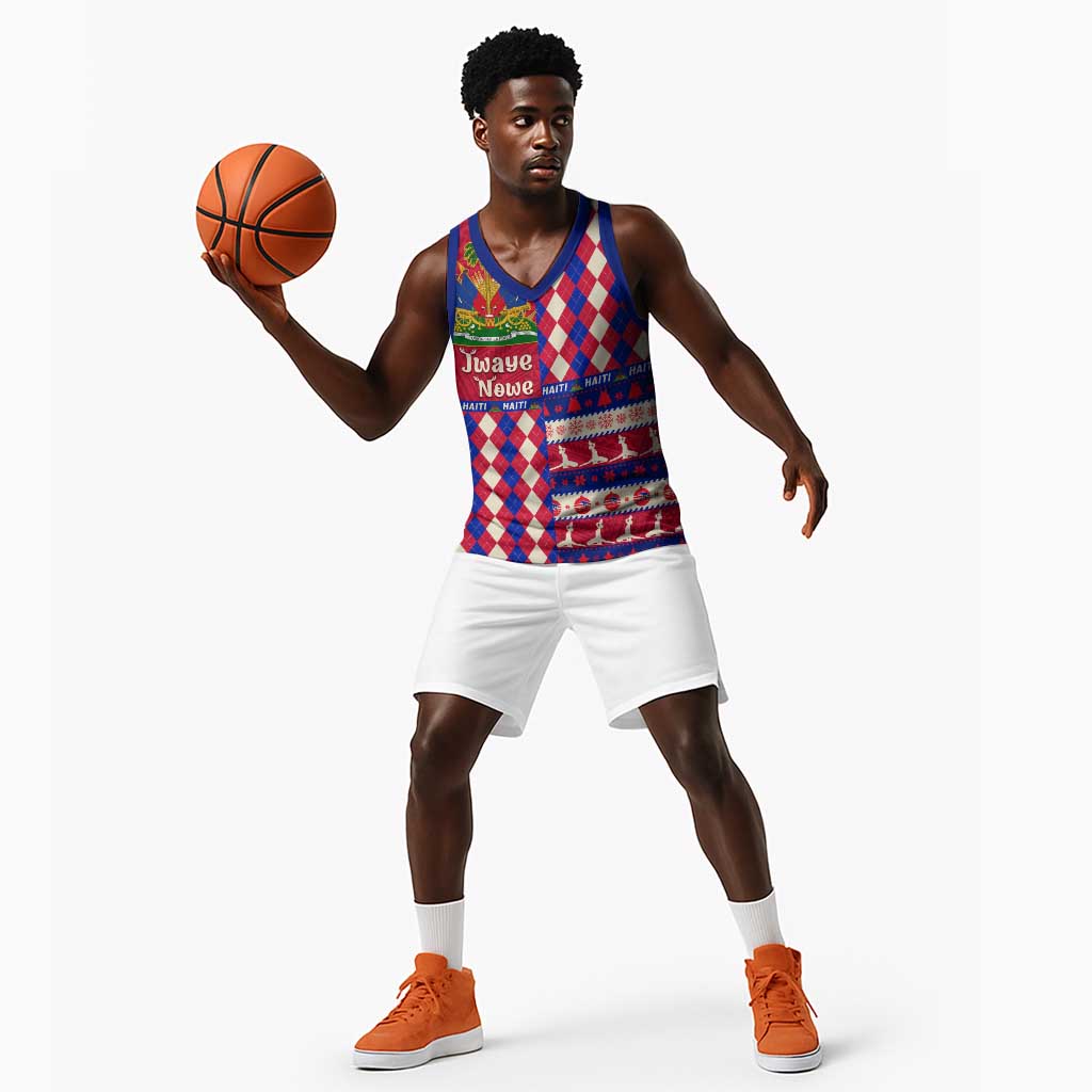 Afro Haiti Christmas Basketball Jersey Jwaye Nowe Neg Marron With Coat Of Arms - African Pride