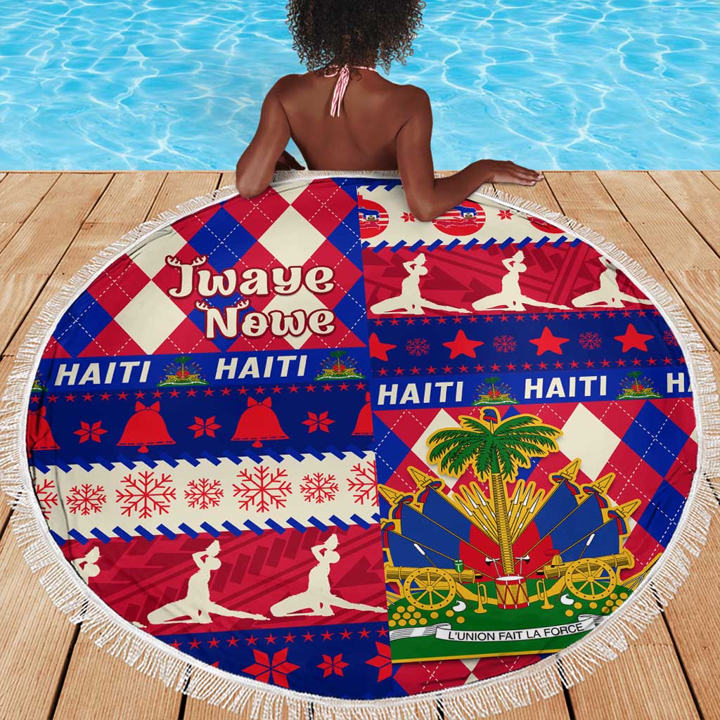 Afro Haiti Christmas Beach Blanket Jwaye Nowe Neg Marron With Coat Of Arms - African Pride