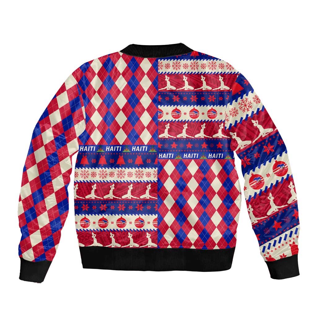 Afro Haiti Christmas Bomber Jacket Jwaye Nowe Neg Marron With Coat Of Arms - African Pride