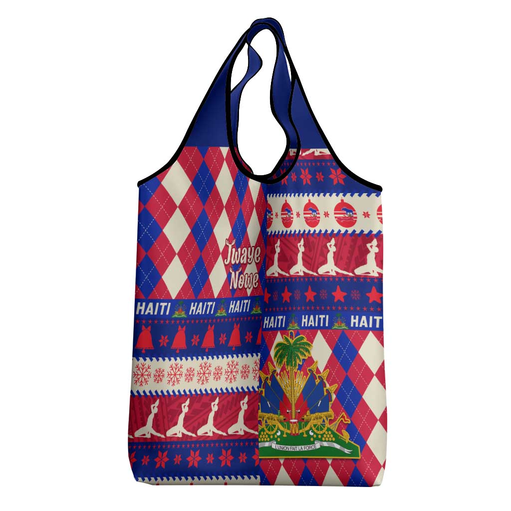 Afro Haiti Christmas Grocery Bag Jwaye Nowe Neg Marron With Coat Of Arms - African Pride