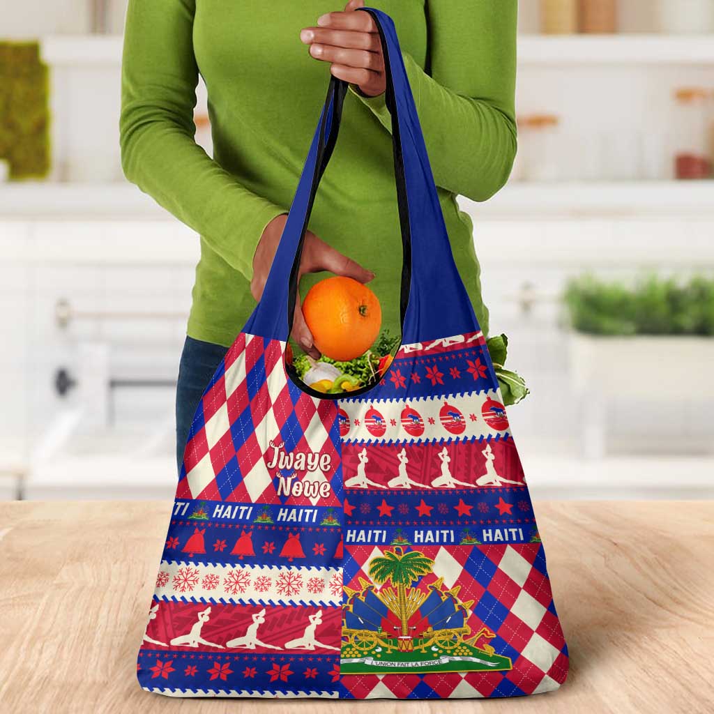 Afro Haiti Christmas Grocery Bag Jwaye Nowe Neg Marron With Coat Of Arms - African Pride