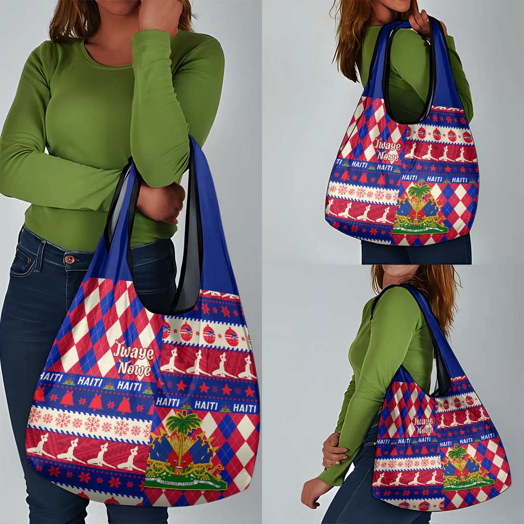 Afro Haiti Christmas Grocery Bag Jwaye Nowe Neg Marron With Coat Of Arms - African Pride