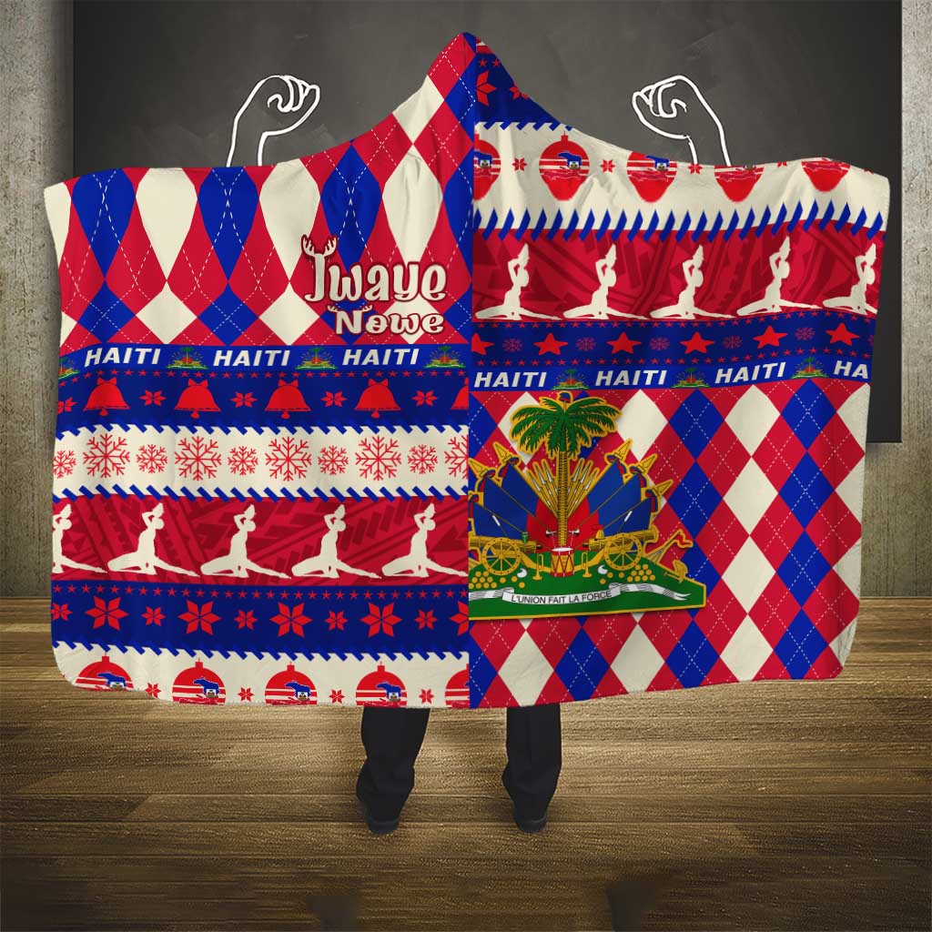 Afro Haiti Christmas Hooded Blanket Jwaye Nowe Neg Marron With Coat Of Arms - African Pride