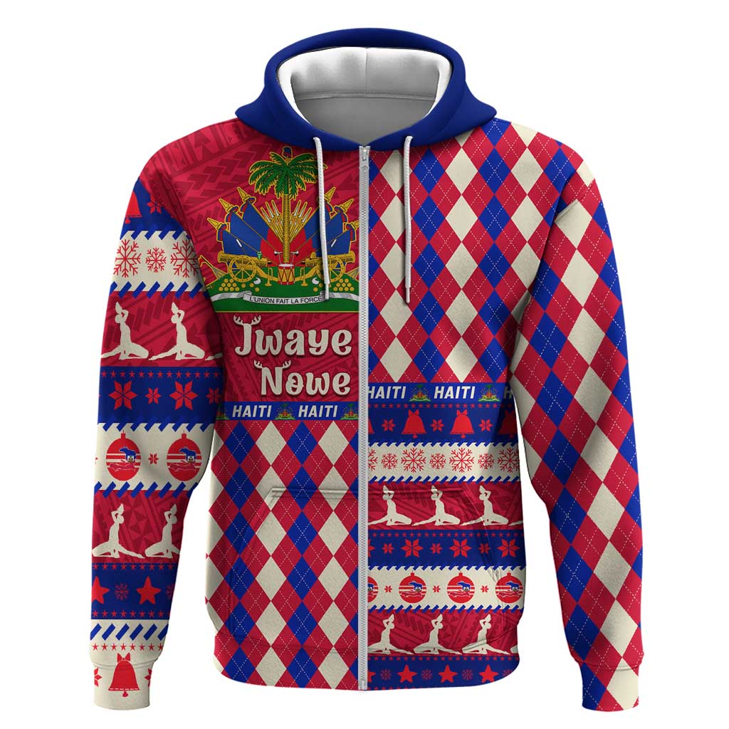 Afro Haiti Christmas Hoodie Jwaye Nowe Neg Marron With Coat Of Arms - African Pride