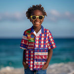 Afro Haiti Christmas Kid Hawaiian Shirt Jwaye Nowe Neg Marron With Coat Of Arms - African Pride