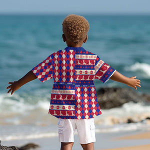 Afro Haiti Christmas Kid Hawaiian Shirt Jwaye Nowe Neg Marron With Coat Of Arms - African Pride