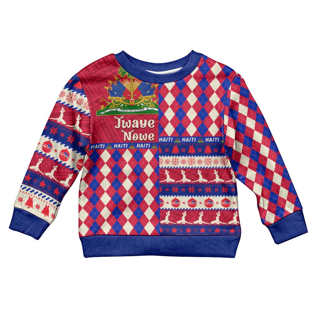 Afro Haiti Christmas Kid Ugly Christmas Sweater Jwaye Nowe Neg Marron With Coat Of Arms - African Pride