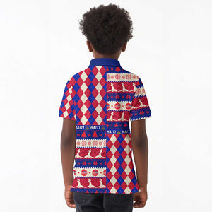 Afro Haiti Christmas Kid Polo Shirt Jwaye Nowe Neg Marron With Coat Of Arms - African Pride