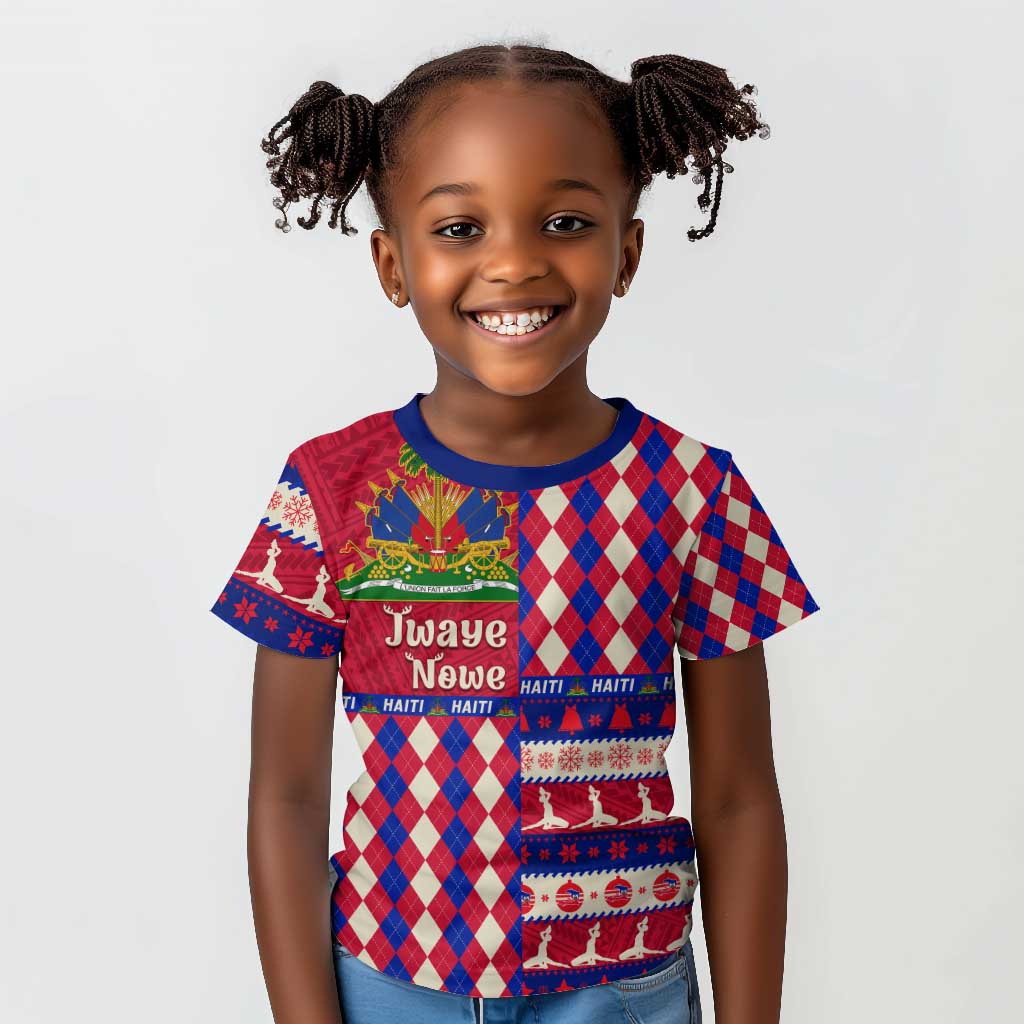 Afro Haiti Christmas Kid T shirt Jwaye Nowe Neg Marron With Coat Of Arms - African Pride