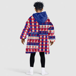Afro Haiti Christmas Kid Wearable Blanket Hoodie Jwaye Nowe Neg Marron With Coat Of Arms - African Pride