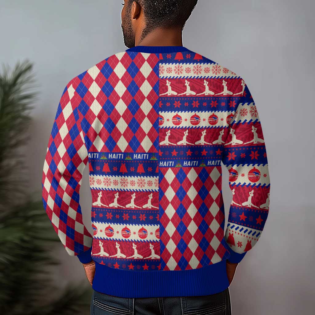 Afro Haiti Christmas Ugly Christmas Sweater Jwaye Nowe Neg Marron With Coat Of Arms - African Pride