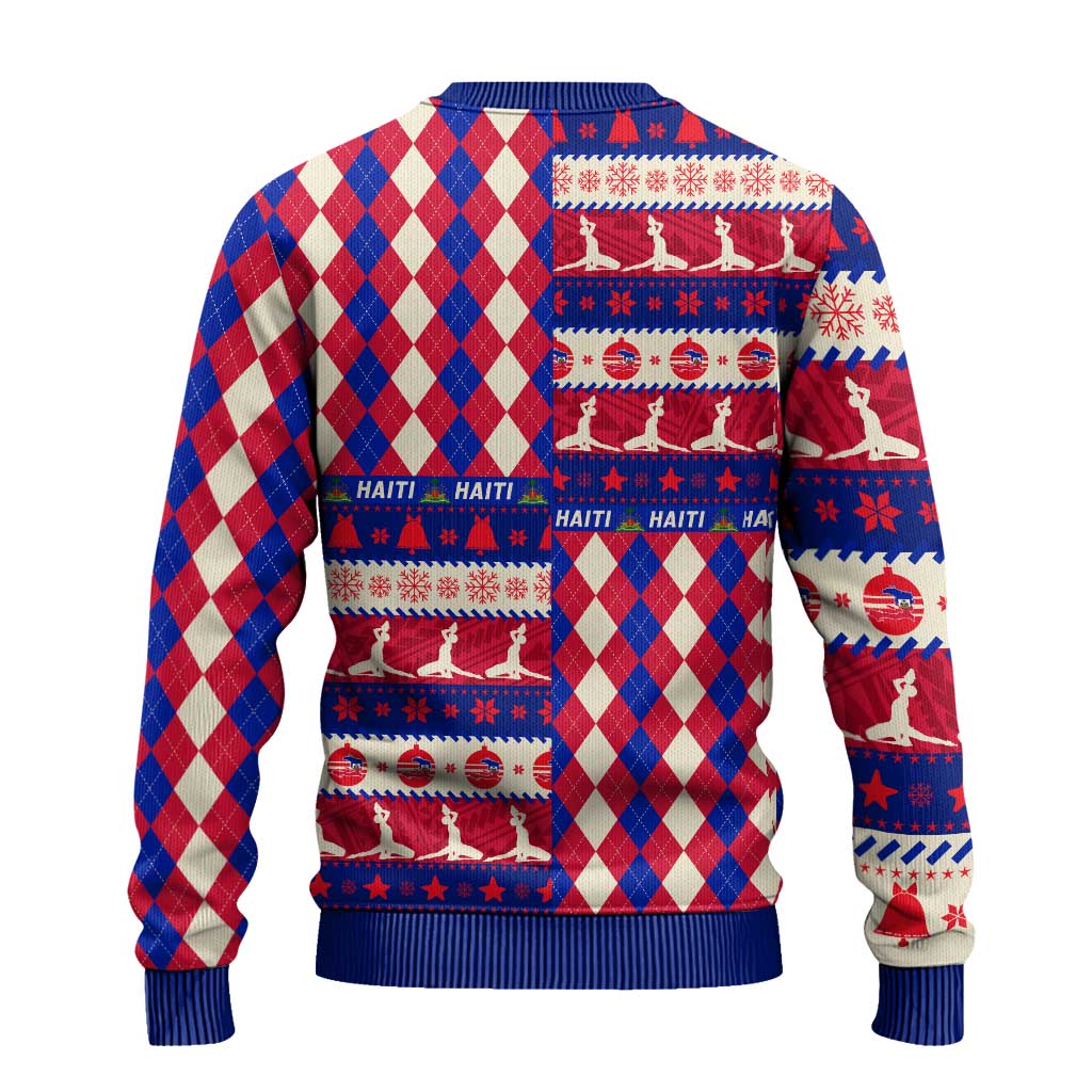 Afro Haiti Christmas Ugly Christmas Sweater Jwaye Nowe Neg Marron With Coat Of Arms - African Pride