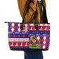 Afro Haiti Christmas Leather Tote Bag Jwaye Nowe Neg Marron With Coat Of Arms - African Pride