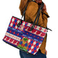 Afro Haiti Christmas Leather Tote Bag Jwaye Nowe Neg Marron With Coat Of Arms - African Pride