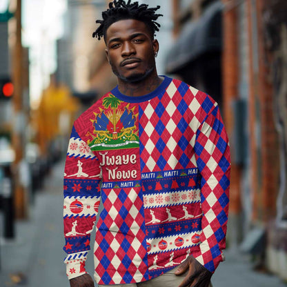 Afro Haiti Christmas Long Sleeve Shirt Jwaye Nowe Neg Marron With Coat Of Arms - African Pride