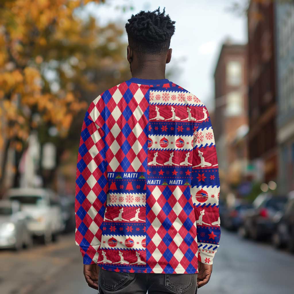 Afro Haiti Christmas Long Sleeve Shirt Jwaye Nowe Neg Marron With Coat Of Arms - African Pride