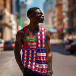 Afro Haiti Christmas Men Tank Top Jwaye Nowe Neg Marron With Coat Of Arms - African Pride