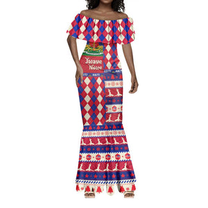 Afro Haiti Christmas Mermaid Dress Jwaye Nowe Neg Marron With Coat Of Arms - African Pride