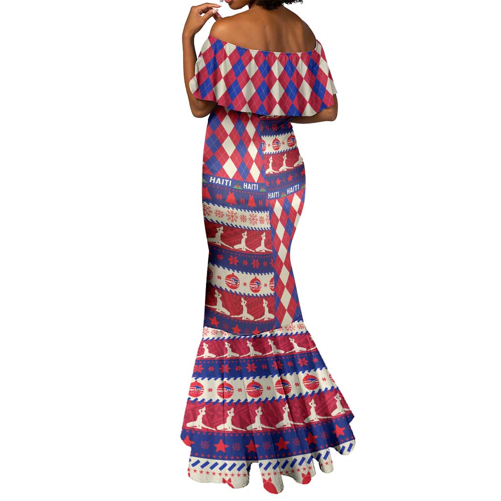 Afro Haiti Christmas Mermaid Dress Jwaye Nowe Neg Marron With Coat Of Arms - African Pride