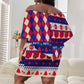 Afro Haiti Christmas Off Shoulder Short Dress Jwaye Nowe Neg Marron With Coat Of Arms - African Pride