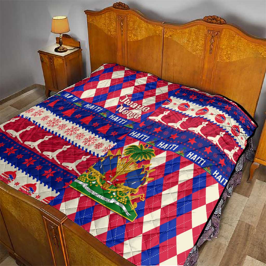 Afro Haiti Christmas Quilt Jwaye Nowe Neg Marron With Coat Of Arms - African Pride