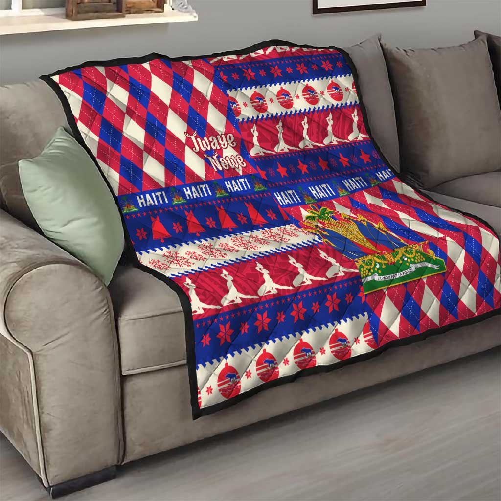 Afro Haiti Christmas Quilt Jwaye Nowe Neg Marron With Coat Of Arms - African Pride