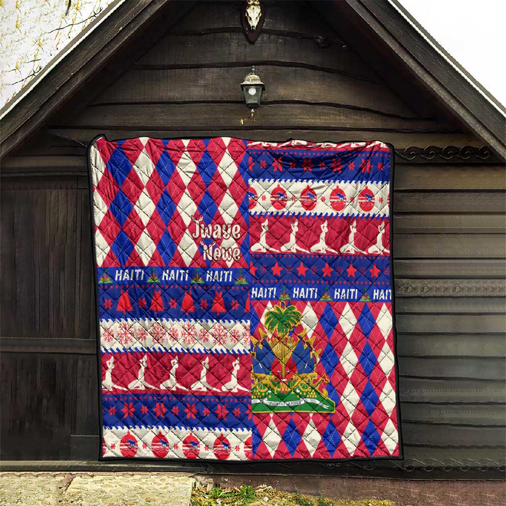 Afro Haiti Christmas Quilt Jwaye Nowe Neg Marron With Coat Of Arms - African Pride
