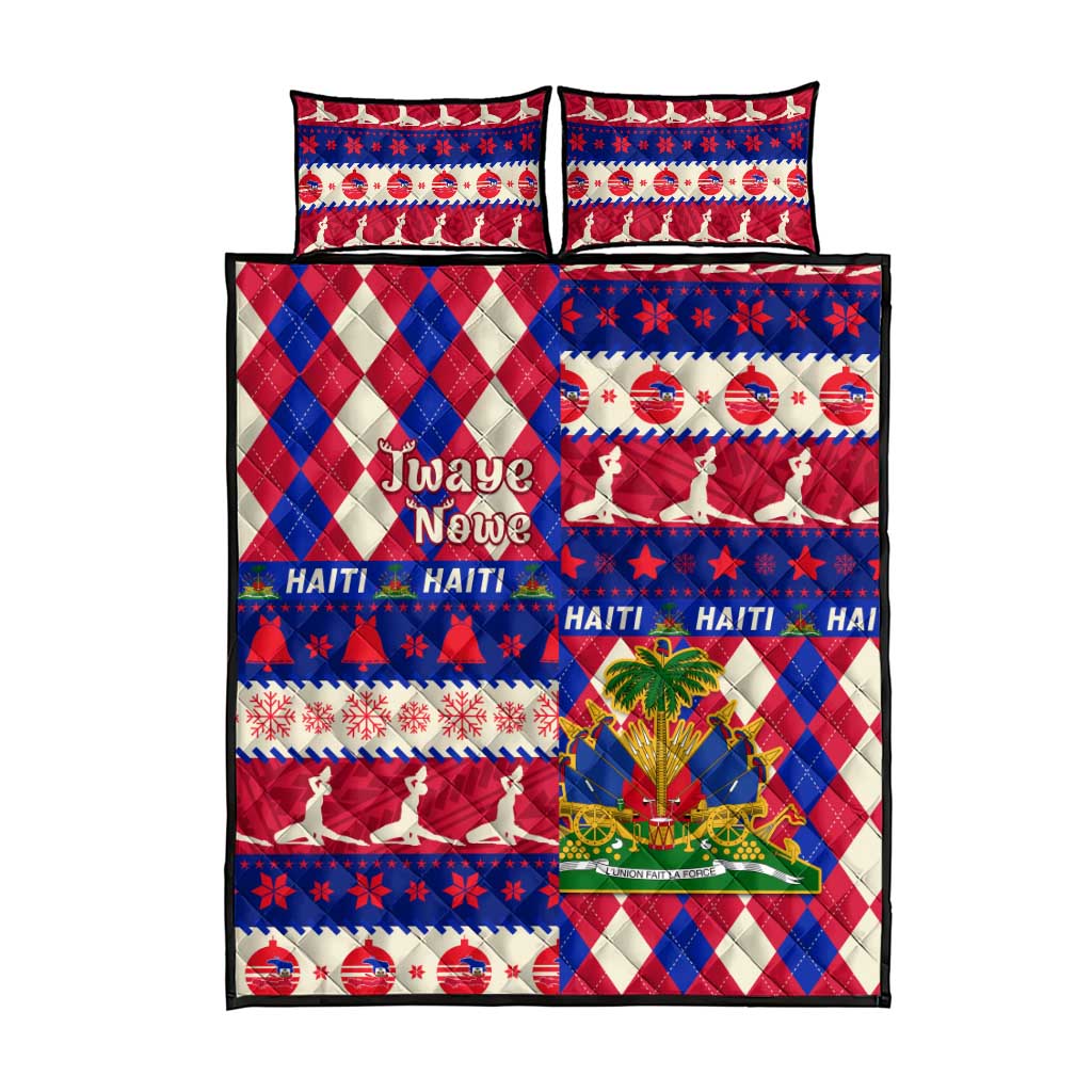 Afro Haiti Christmas Quilt Bed Set Jwaye Nowe Neg Marron With Coat Of Arms - African Pride