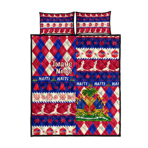 Afro Haiti Christmas Quilt Bed Set Jwaye Nowe Neg Marron With Coat Of Arms - African Pride