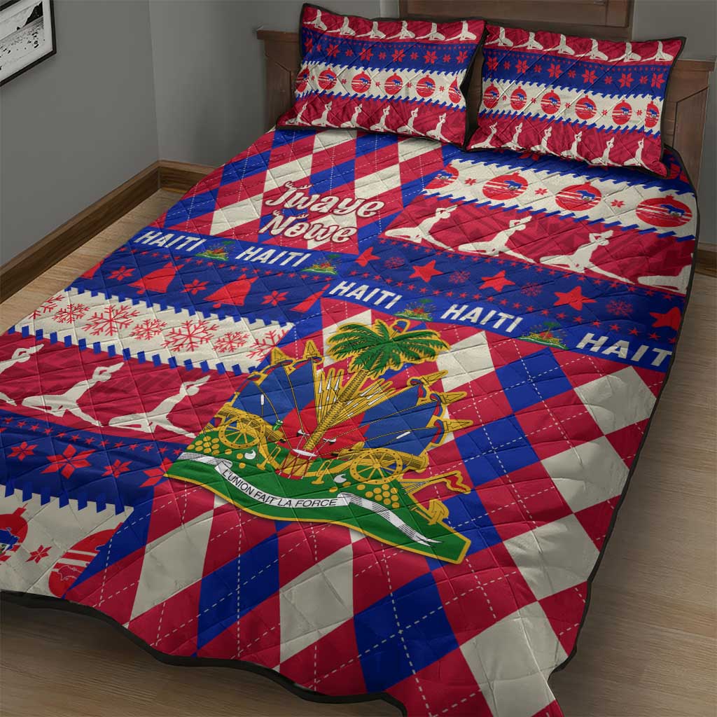 Afro Haiti Christmas Quilt Bed Set Jwaye Nowe Neg Marron With Coat Of Arms - African Pride
