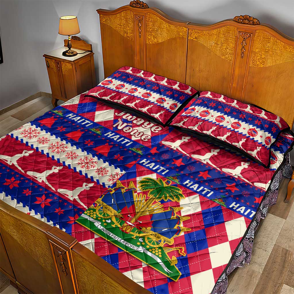 Afro Haiti Christmas Quilt Bed Set Jwaye Nowe Neg Marron With Coat Of Arms - African Pride