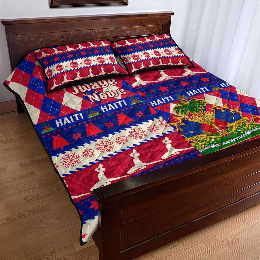 Afro Haiti Christmas Quilt Bed Set Jwaye Nowe Neg Marron With Coat Of Arms - African Pride