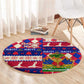 Afro Haiti Christmas Round Carpet Jwaye Nowe Neg Marron With Coat Of Arms - African Pride