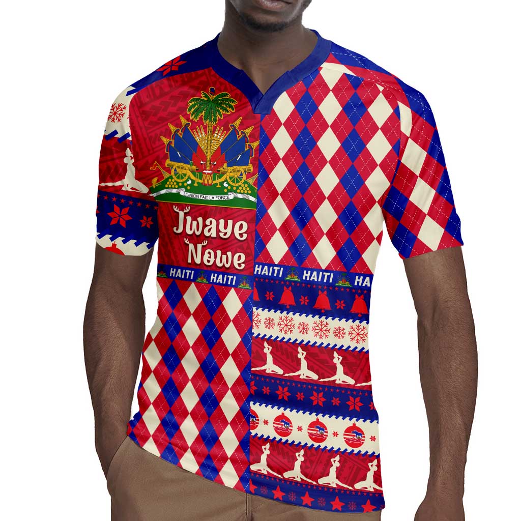 Afro Haiti Christmas Rugby Jersey Jwaye Nowe Neg Marron With Coat Of Arms - African Pride