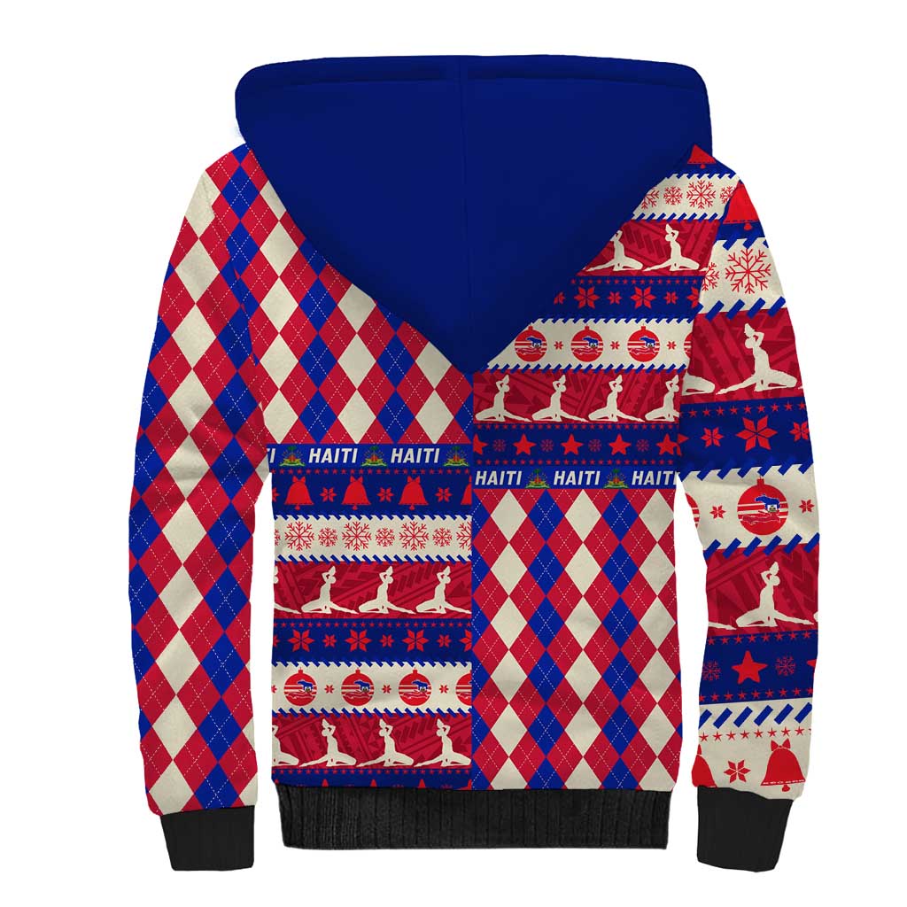 Afro Haiti Christmas Sherpa Hoodie Jwaye Nowe Neg Marron With Coat Of Arms - African Pride