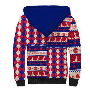 Afro Haiti Christmas Sherpa Hoodie Jwaye Nowe Neg Marron With Coat Of Arms - African Pride