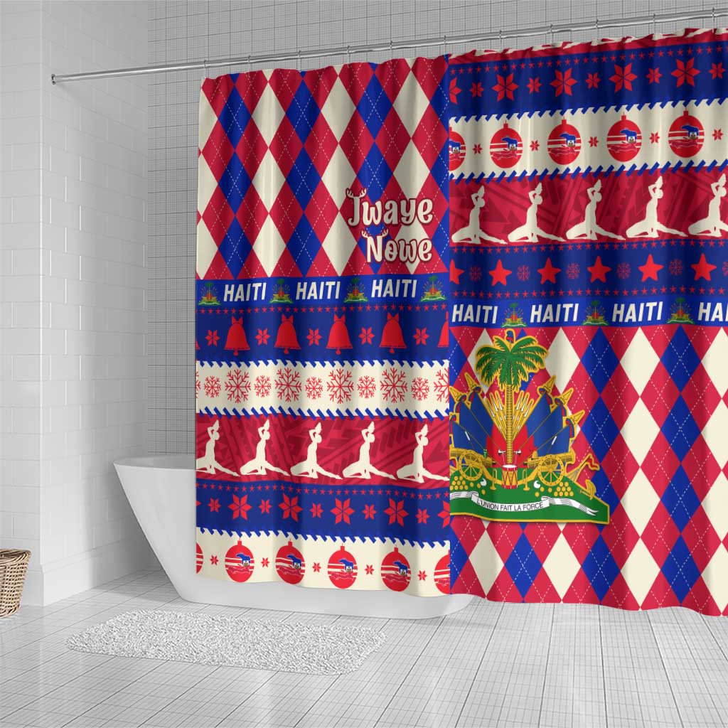 Afro Haiti Christmas Shower Curtain Jwaye Nowe Neg Marron With Coat Of Arms - African Pride
