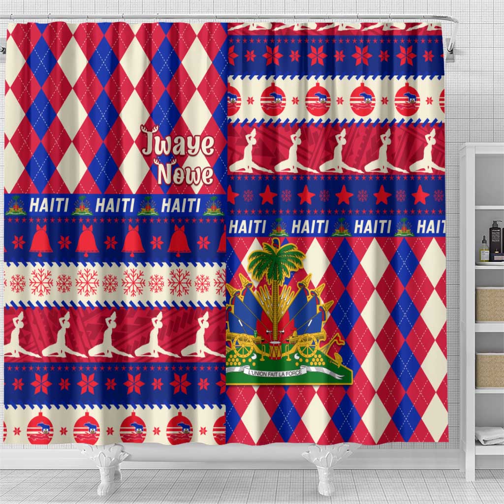 Afro Haiti Christmas Shower Curtain Jwaye Nowe Neg Marron With Coat Of Arms - African Pride