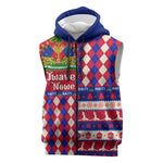 Afro Haiti Christmas Sleeveless Zip Hoodie Jwaye Nowe Neg Marron With Coat Of Arms - African Pride