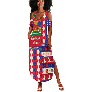 Afro Haiti Christmas Summer Maxi Dress Jwaye Nowe Neg Marron With Coat Of Arms - African Pride