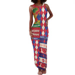 Afro Haiti Christmas Tank Maxi Dress Jwaye Nowe Neg Marron With Coat Of Arms - African Pride