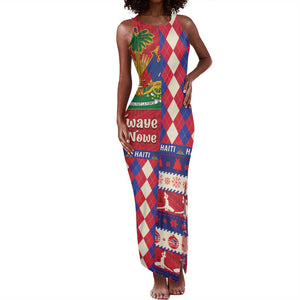 Afro Haiti Christmas Tank Maxi Dress Jwaye Nowe Neg Marron With Coat Of Arms - African Pride