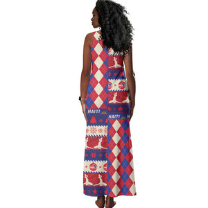 Afro Haiti Christmas Tank Maxi Dress Jwaye Nowe Neg Marron With Coat Of Arms - African Pride