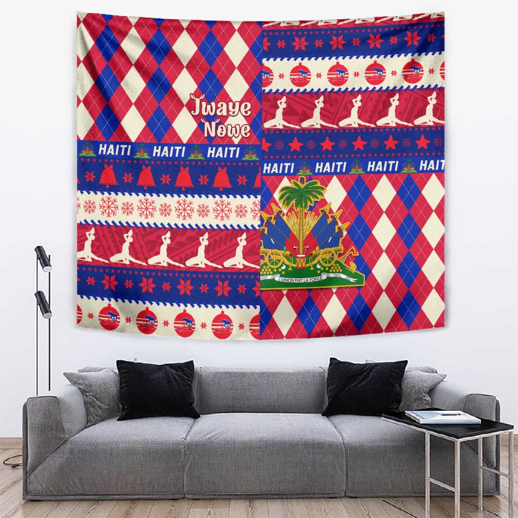 Afro Haiti Christmas Tapestry Jwaye Nowe Neg Marron With Coat Of Arms - African Pride