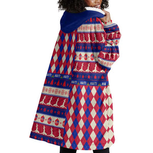 Afro Haiti Christmas Wearable Blanket Hoodie Jwaye Nowe Neg Marron With Coat Of Arms - African Pride