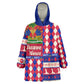 Afro Haiti Christmas Wearable Blanket Hoodie Jwaye Nowe Neg Marron With Coat Of Arms - African Pride