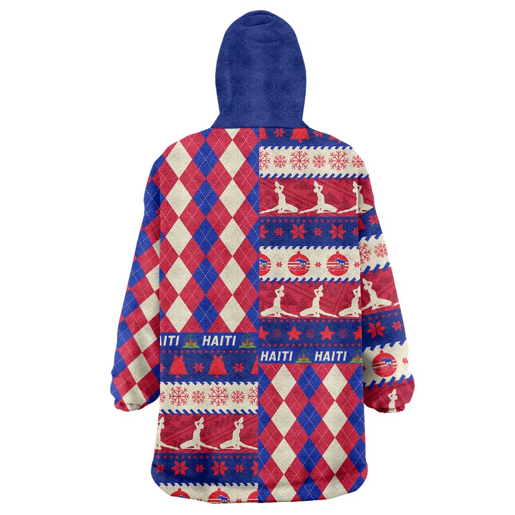 Afro Haiti Christmas Wearable Blanket Hoodie Jwaye Nowe Neg Marron With Coat Of Arms - African Pride