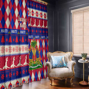 Afro Haiti Christmas Window Curtain Jwaye Nowe Neg Marron With Coat Of Arms - African Pride